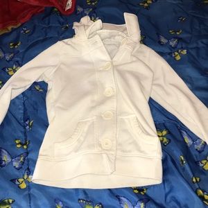 White button up sweater